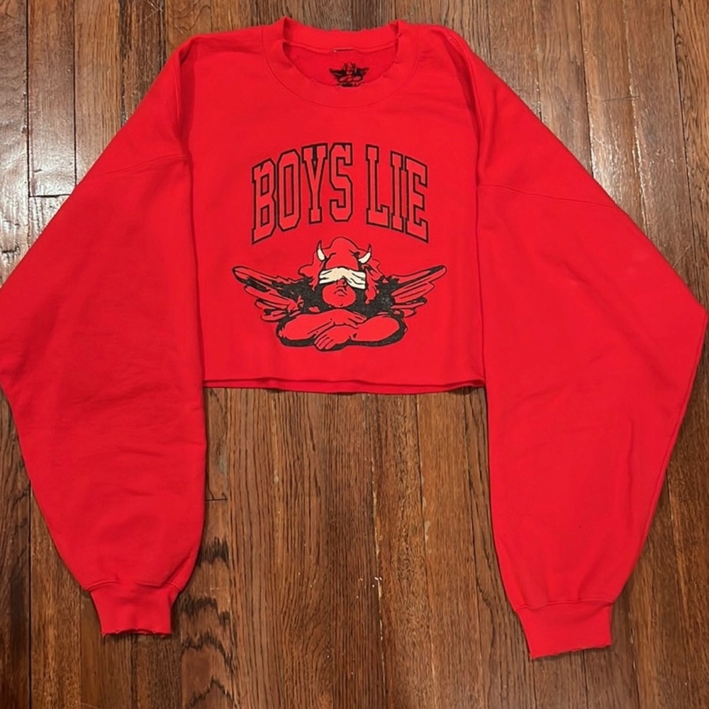 Boy Lie Cropped Sweat Shirt